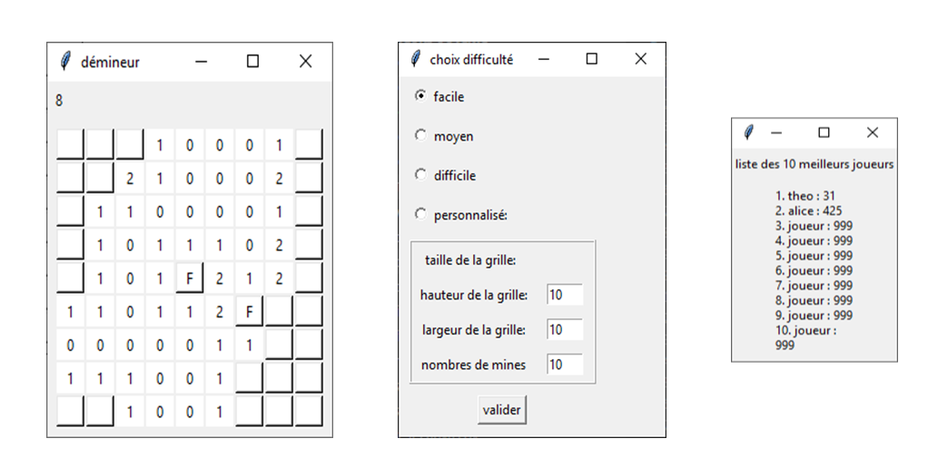 Jeu développé en Python avec la librairie Tkinter - 2020